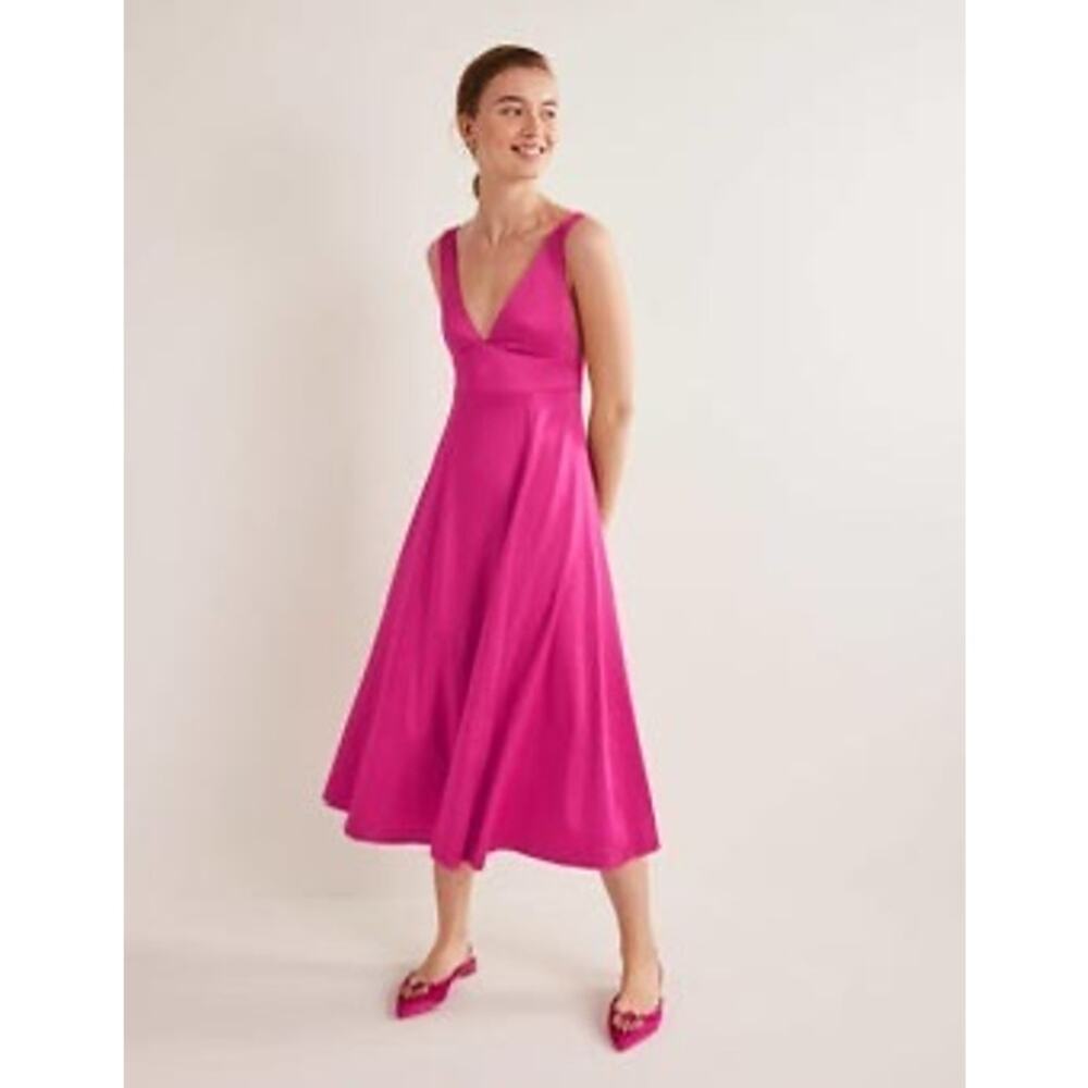 Boden Wild Watermelon Pink Fit and Flare Formal Midi Dress Size 8P